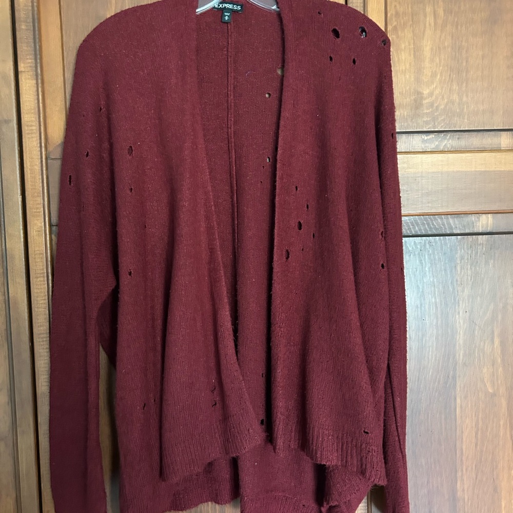 Express Women's Deep Red Cardigan cotton blend size Medium